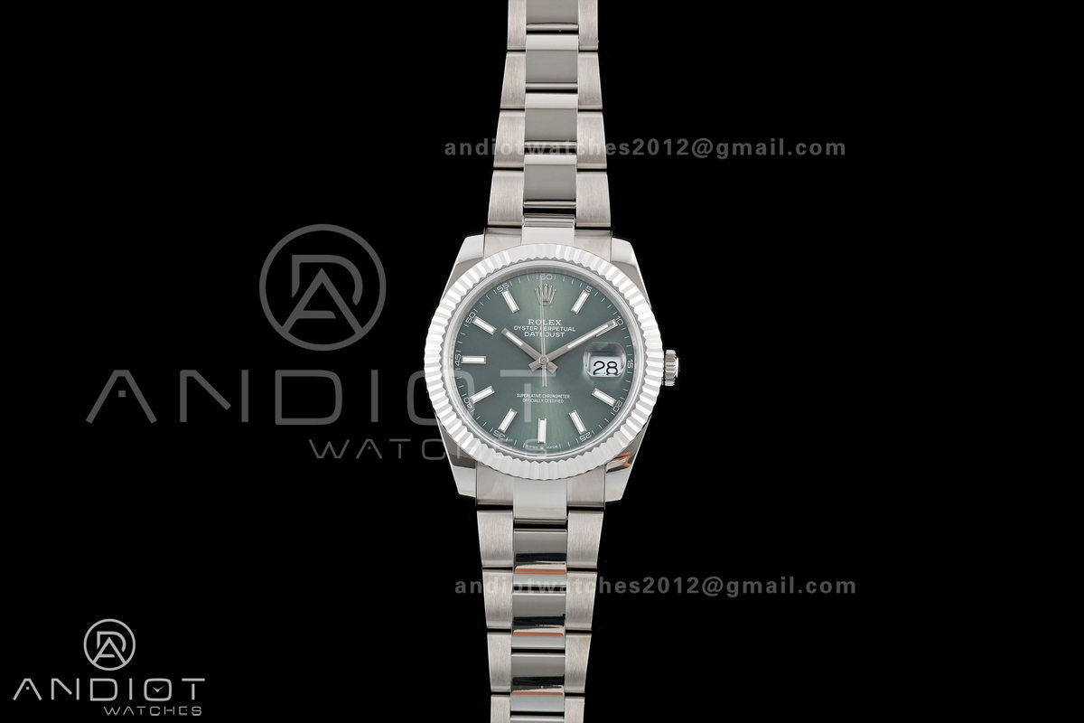 DateJust 41 126334 QF 1:1 Best Edition Green Stick Dial on Oyster Bracelet JH3235 (Free Sprung)